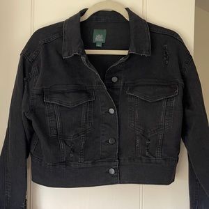 Cropped Black Denim Jacket, Women’s Small